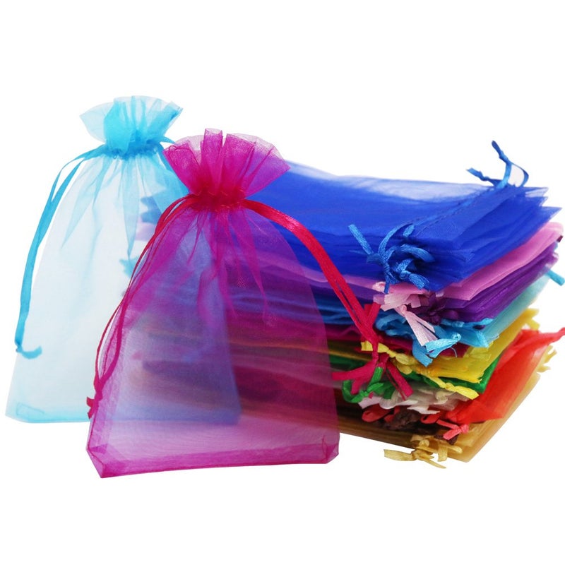 SumDirect 110Pcs 4x6 inches Mixed Color Sheer Drawstring Organza Jewelry Pouches Wedding Party Christmas Favor Gift Bags - Image 1